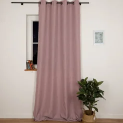 Vorhang mit Ösen Leinenstruktur rosa 140x280cm