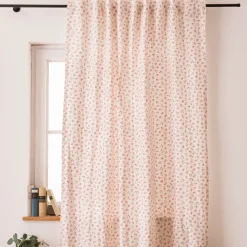 Vorhang mit Smok-Schlaufenband Classic Little Rose Rosenblüten ecru rosa in 245cm oder Wunschlänge von SCHÖNER LEBEN.