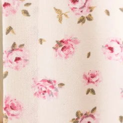 Vorhang mit Smok-Schlaufenband Classic Little Rose Rosenblüten ecru rosa in 245cm oder Wunschlänge von SCHÖNER LEBEN.