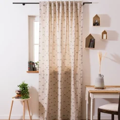 Vorhang mit Smok-Schlaufenband Leinenlook Hirsch Edelweiß natur grün in 245cm oder Wunschlänge von SCHÖNER LEBEN.