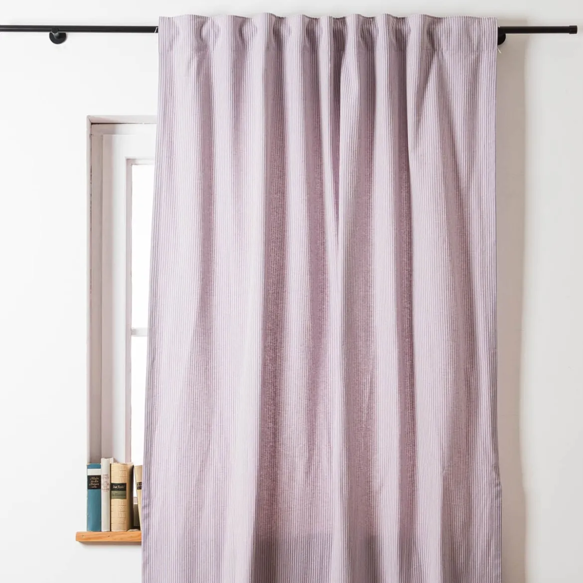Vorhang mit Smok-Schlaufenband Dobby Streifen lila beige in 245cm oder Wunschlänge von SCHÖNER LEBEN.