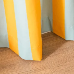 Vorhang mit Smok-Schlaufenband Streifen hellblau gelb in 245cm oder Wunschlänge von SCHÖNER LEBEN.