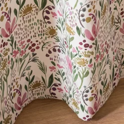 Vorhang mit Smok-Schlaufenband Aquarell Blumen weiß rosa grün in 245cm oder Wunschlänge von SCHÖNER LEBEN.