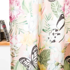 Vorhang mit Smok-Schlaufenband Exotik Blüten Schmetterling in 245cm oder Wunschlänge von SCHÖNER LEBEN.