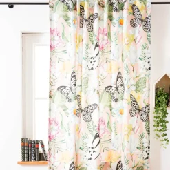 Vorhang mit Smok-Schlaufenband Exotik Blüten Schmetterling in 245cm oder Wunschlänge von SCHÖNER LEBEN.