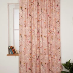 Vorhang mit Smok-Schlaufenband Dried Flower Romance rosa in 245cm oder Wunschlänge von SCHÖNER LEBEN.