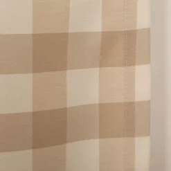 Vorhang mit Smok-Schlaufenband Karo beige weiß in 245cm oder Wunschlänge von SCHÖNER LEBEN.