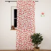 Vorhang Mohnblumen vanille rot mit Smok-Schlaufenband 245x130cm (HxB) oder Wunschmaß von SCHÖNER LEBEN.