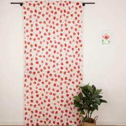 Vorhang Mohnblumen vanille rot mit Smok-Schlaufenband 245x130cm (HxB) oder Wunschmaß von SCHÖNER LEBEN.
