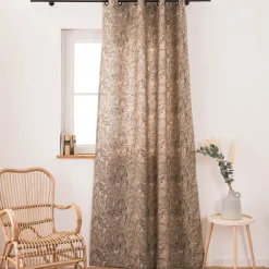 Vorhang Orphee Botanics Leinenlook mit schwarzen Ösen natur schwarz in 245cm oder Wunschlänge von SCHÖNER LEBEN.
