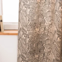 Vorhang Orphee Botanics Leinenlook mit schwarzen Ösen natur schwarz in 245cm oder Wunschlänge von SCHÖNER LEBEN.