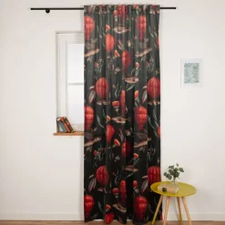 Vorhang Samtvorhang Fische Blumen Heißluftballon mit Smok-Schlaufenband 245x130cm (HxB) oder Wunschmaß von SCHÖNER LEBEN.