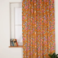 Vorhang Samtvorhang Lilium Blumen mit Smok-Schlaufenband 245x130cm (HxB) oder Wunschmaß von SCHÖNER LEBEN.