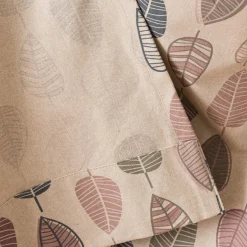 Vorhang Scandi Retro Leaves Blätter natur rosa petrol in 245cm oder Wunschlänge von SCHÖNER LEBEN.