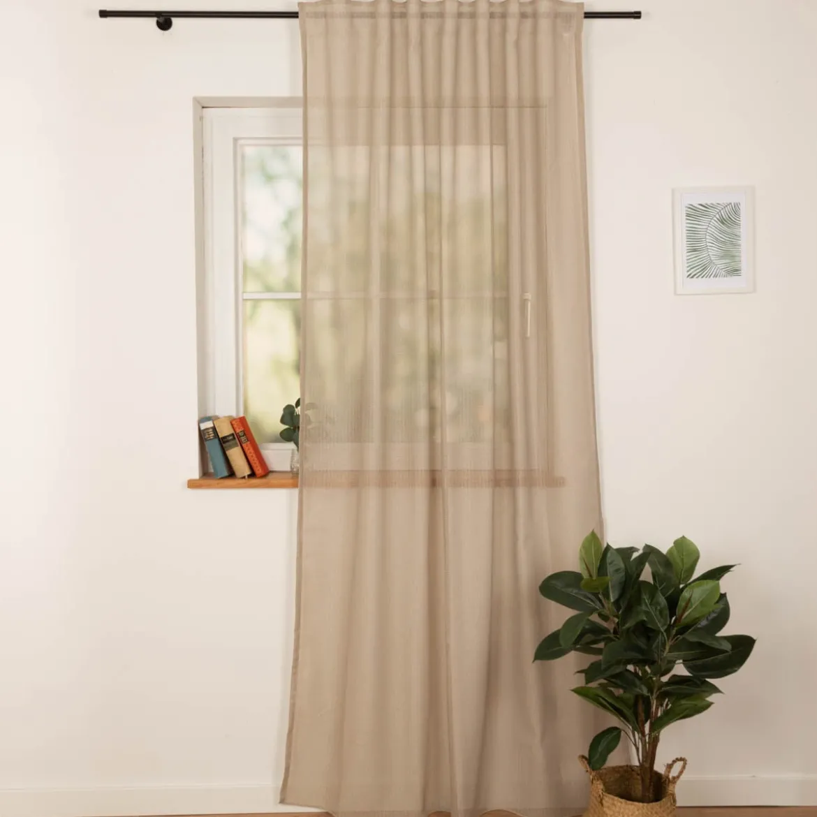 Vorhang Schlaufenbandschal Netzstruktur halbtransparent natur 140x245cm (BxH)