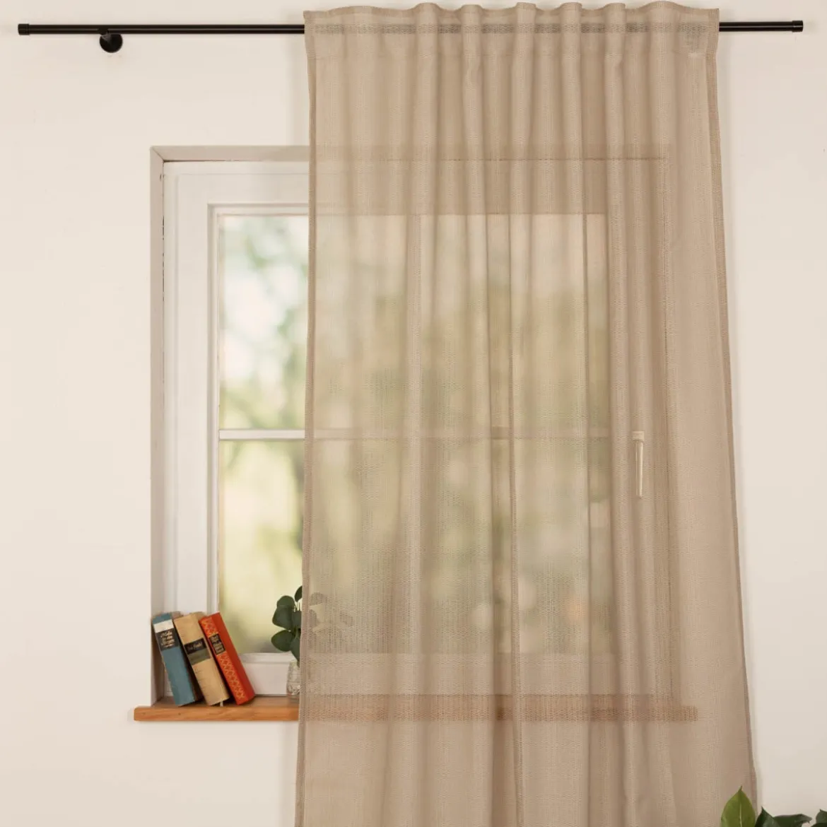 Vorhang Schlaufenbandschal Netzstruktur halbtransparent natur 140x245cm (BxH)