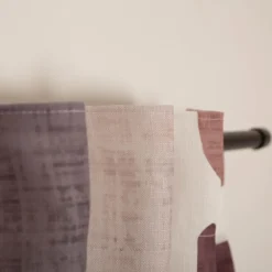 Vorhang Schlaufenbandschal Abstrakte Formen lila grau weiß weiß blickdicht 140x245cm (BxH)