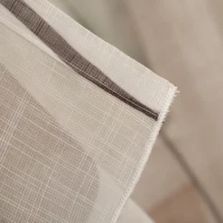 Vorhang Schlaufenbandschal Blätter grau beige weiß aubergine transparent 140x245cm (BxH)