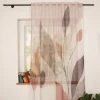 Vorhang Schlaufenbandschal Blätter beere weiß transparent 140x245cm (BxH)