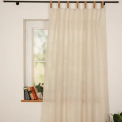 Vorhang Schlaufenvorhang Leinenlook halbtransparent mit Flechtschlaufen 140x240cm
