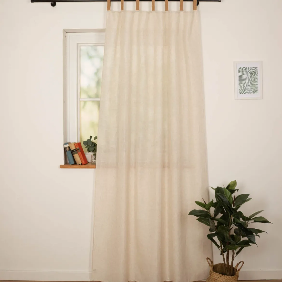 Vorhang Schlaufenvorhang Leinenlook halbtransparent mit Flechtschlaufen 140x240cm
