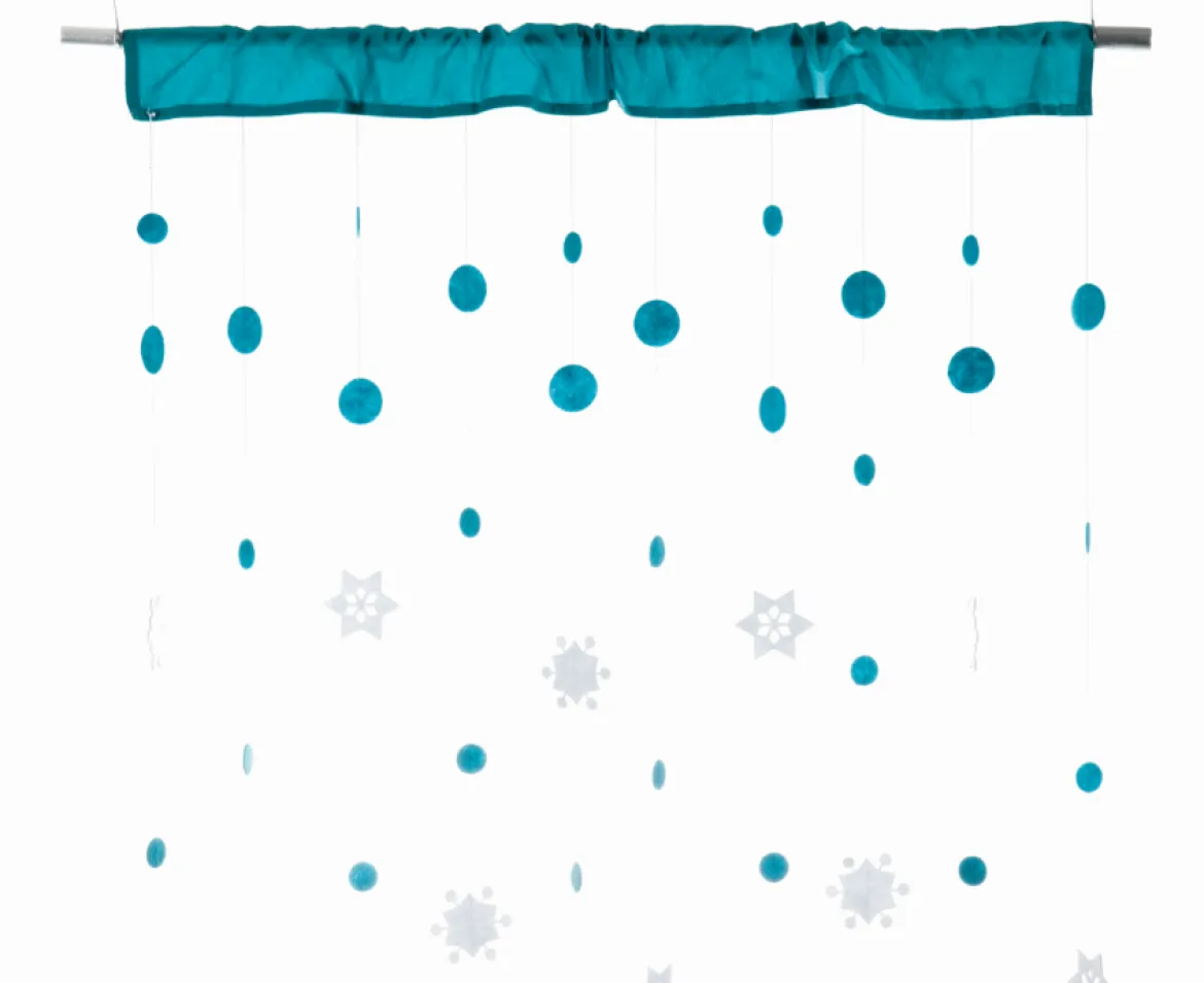 Vorhang Schneeflocken SNOWFALL türkis 90x250cm