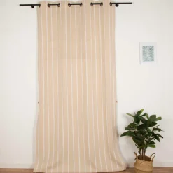 Vorhang Ösen rustikale Struktur Streifen natur weiß 135x260cm