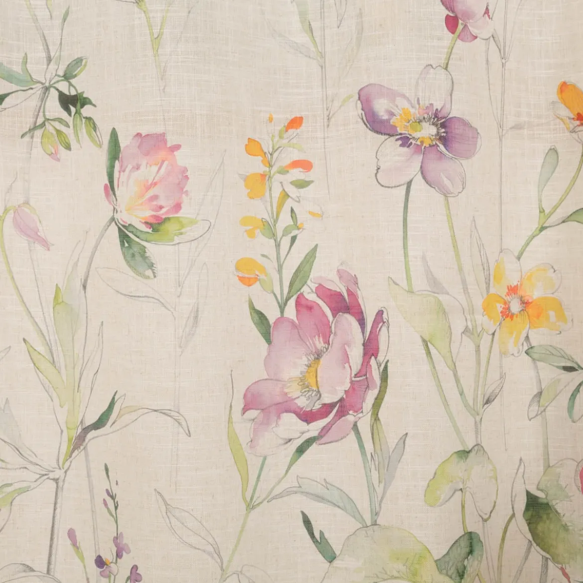 Vorhang Ösenvorhang Leinenlook Blumen Schmetterlinge natur bunt 140x260cm