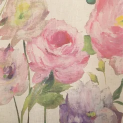 Vorhang Ösenvorhang Leinenstruktur Rosen natur rosa lila 140x260cm