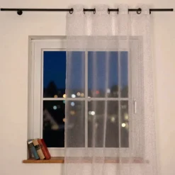Vorhang Ösenvorhang Leo Voile halbtransparent weiß beige 140x260cm