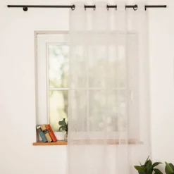 Vorhang Ösenvorhang Leo Voile halbtransparent weiß beige 140x260cm