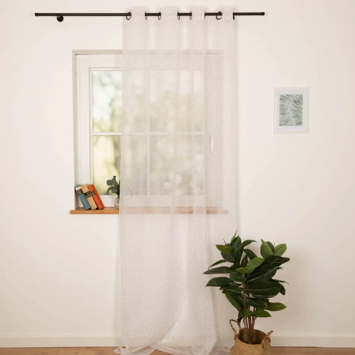 Vorhang Ösenvorhang Leo Voile halbtransparent weiß beige 140x260cm