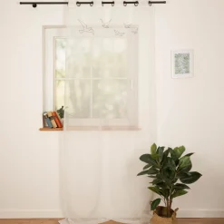 Vorhang Ösenvorhang Maritim Möwen Voile transparent ecru140x260cm