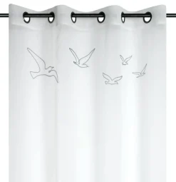 Vorhang Ösenvorhang Maritim Möwen Voile transparent ecru140x260cm