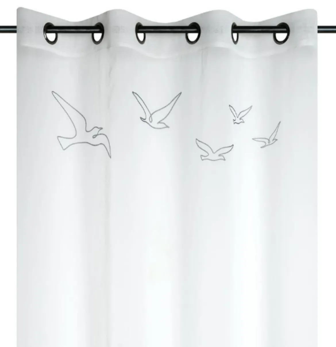 Vorhang Ösenvorhang Maritim Möwen Voile transparent ecru140x260cm