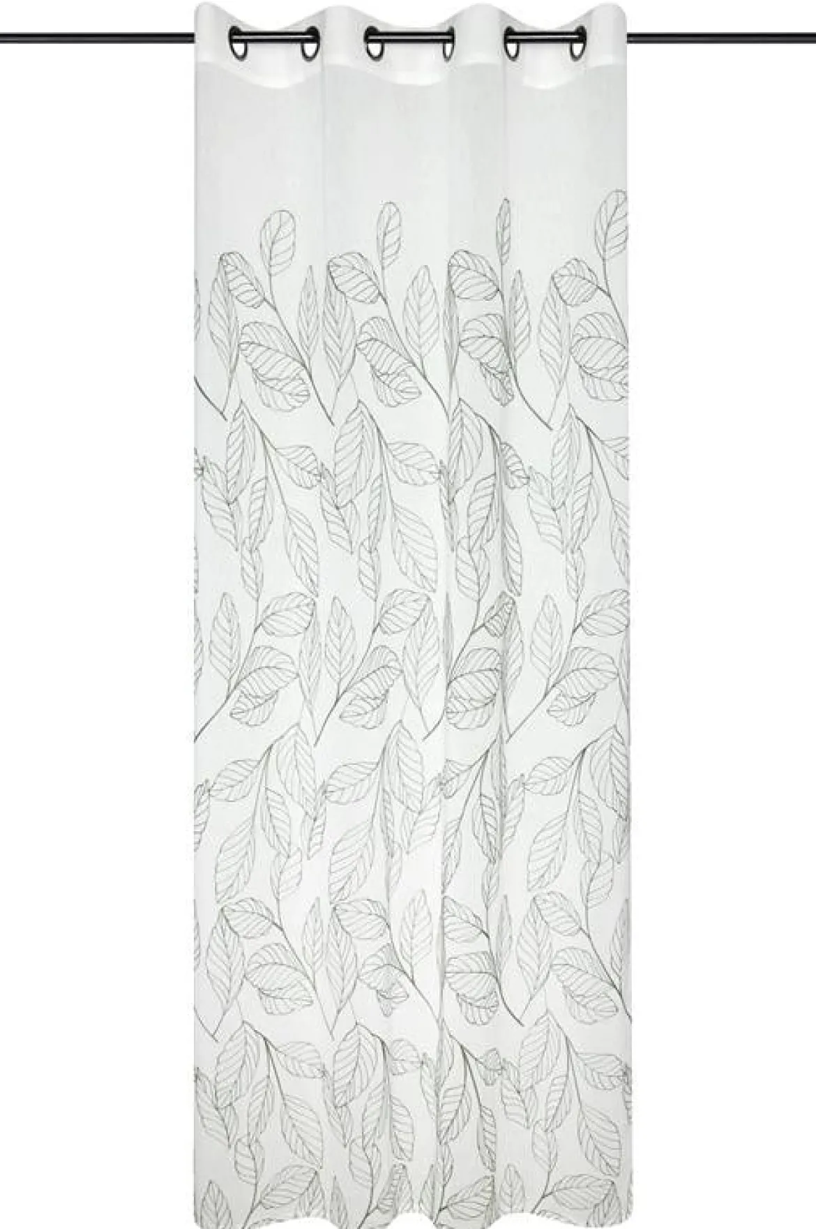 Vorhang Ösenvorhang transparent Blattstickerei grün weiß 140x240cm