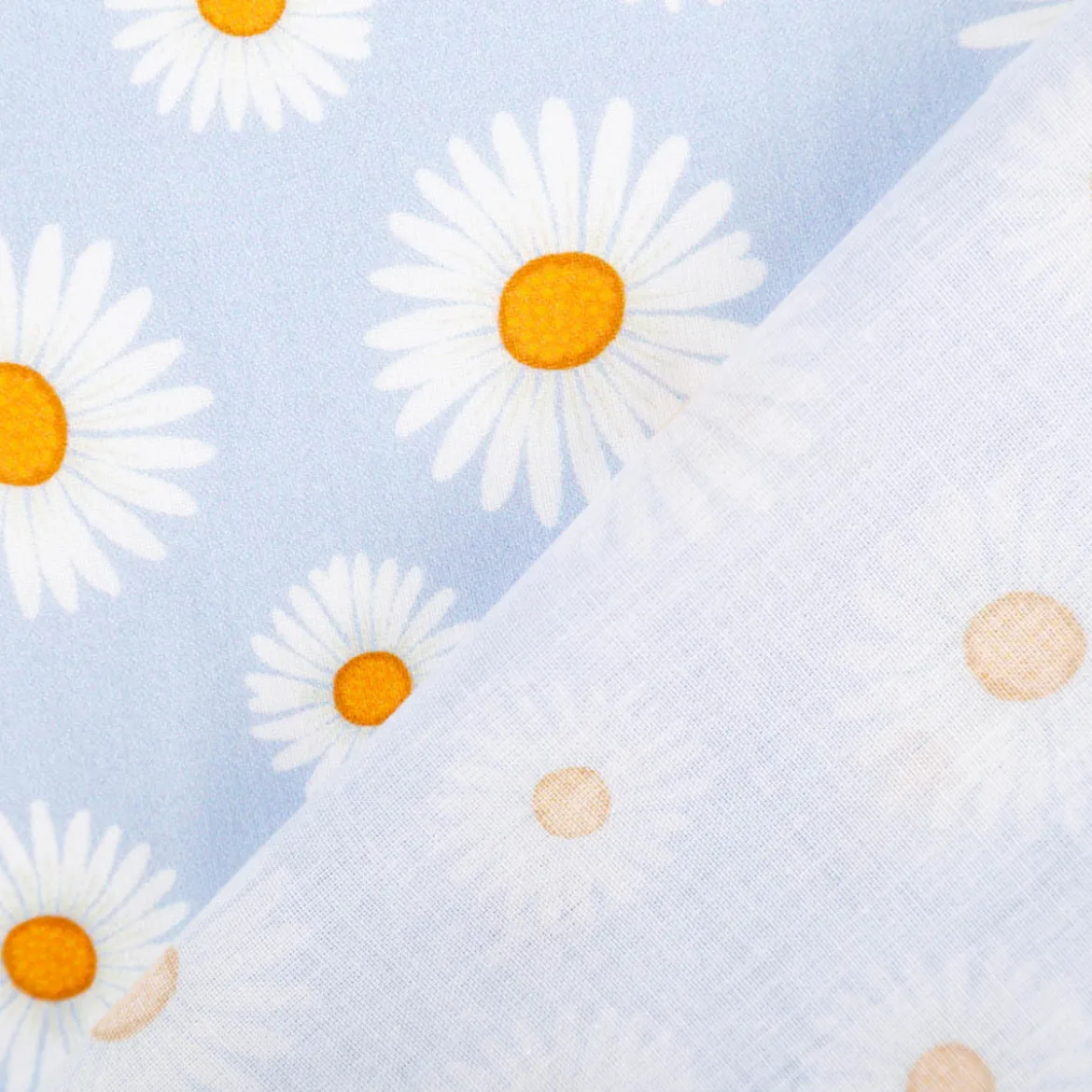 Vorhangstoff Baumwollstoff Popeline Happy Daisy Flower blau 1,40m Breite