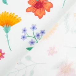 Vorhangstoff Baumwollstoff Popeline Happy Flower Field mint bunt 1,40m Breite