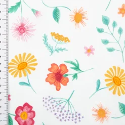 Vorhangstoff Baumwollstoff Popeline Happy Flower Field mint bunt 1,40m Breite