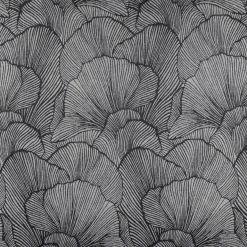 Vorhangstoff Dekostoff Jacquard Ravello Ginkgo Blätter schwarz ecru 135cm Breite