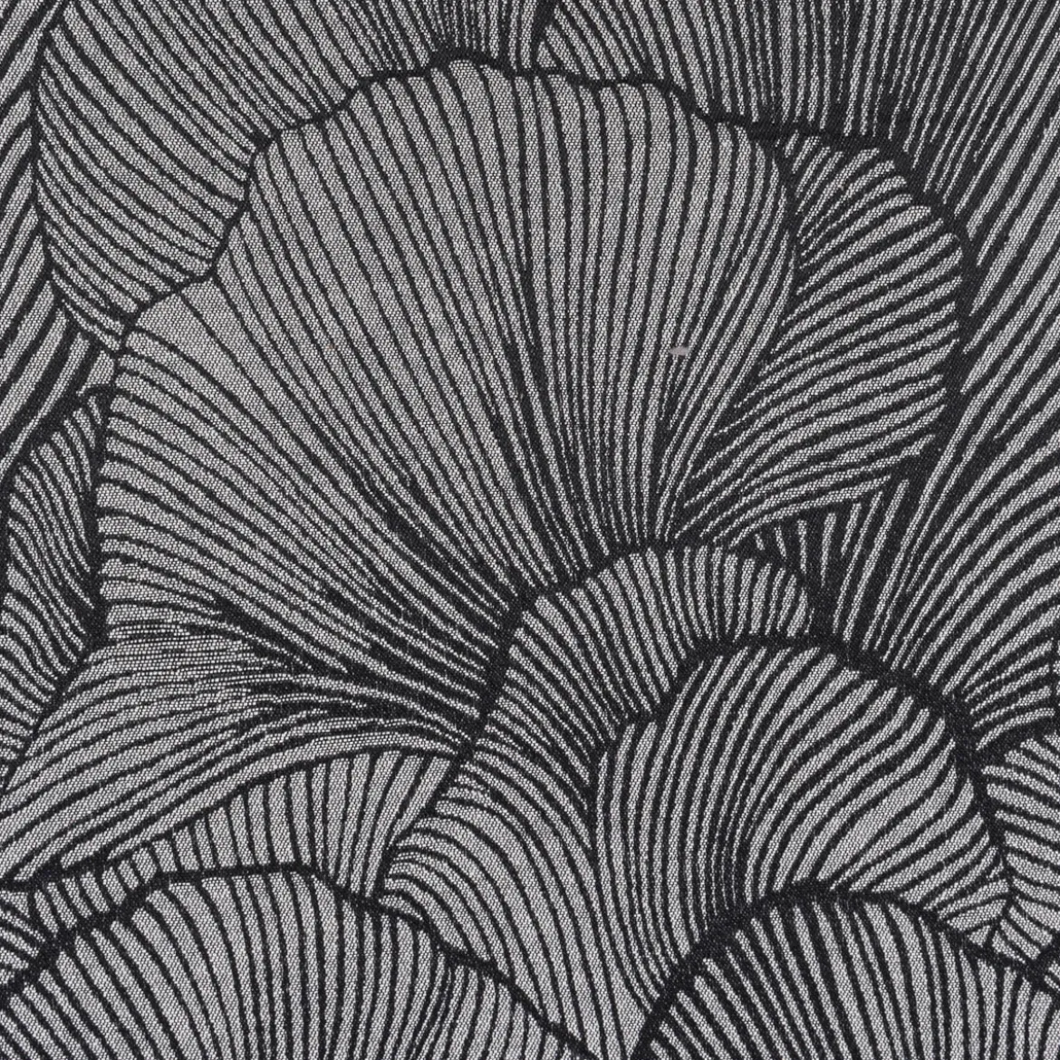 Vorhangstoff Dekostoff Jacquard Ravello Ginkgo Blätter schwarz ecru 135cm Breite