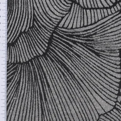 Vorhangstoff Dekostoff Jacquard Ravello Ginkgo Blätter schwarz ecru 135cm Breite