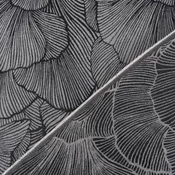 Vorhangstoff Dekostoff Jacquard Ravello Ginkgo Blätter schwarz ecru 135cm Breite