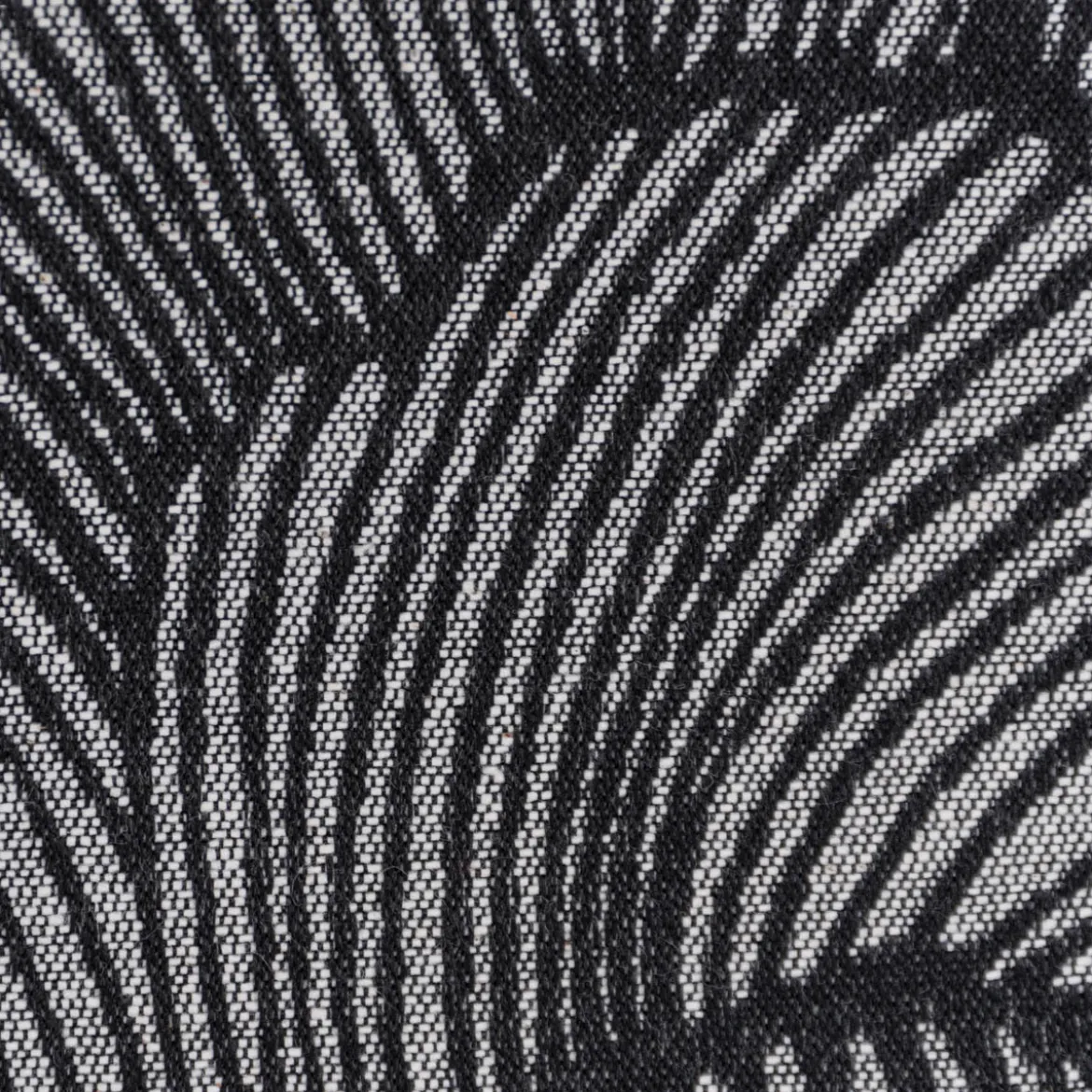 Vorhangstoff Dekostoff Jacquard Ravello Ginkgo Blätter schwarz ecru 135cm Breite