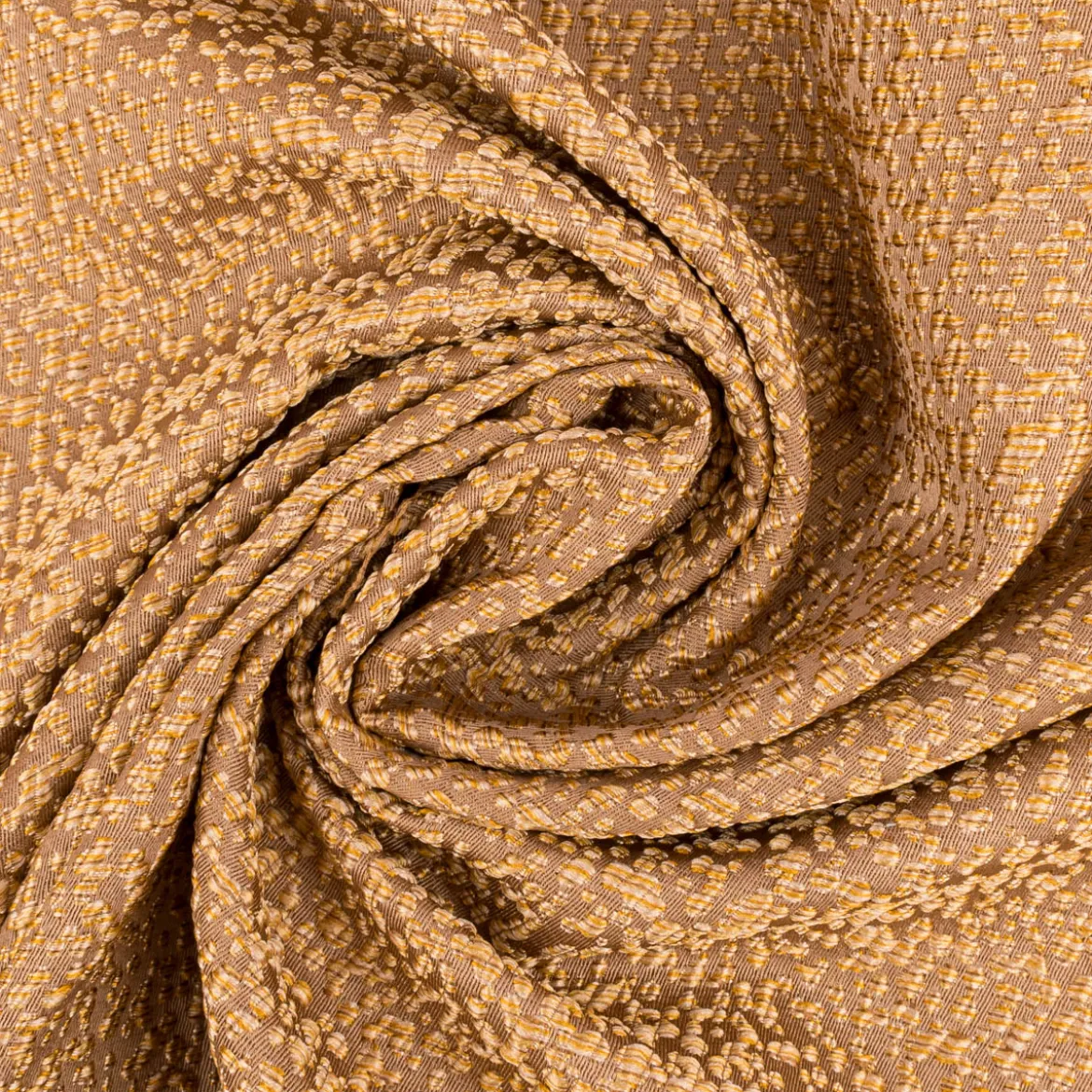 Vorhangstoff Dekostoff Jacquard Credo Noppen ocker goldfarbig 140cm Breite