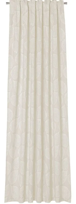 Vorhangstoff Dekostoff Jacquard Leave blickdickt Blätter hell-beige 150cm Breite