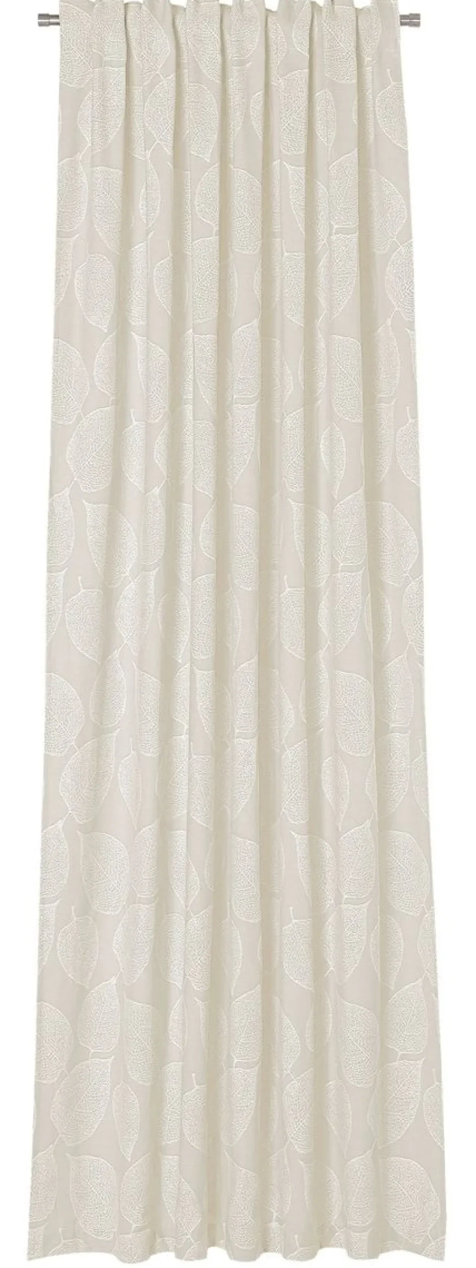 Vorhangstoff Dekostoff Jacquard Leave blickdickt Blätter hell-beige 150cm Breite