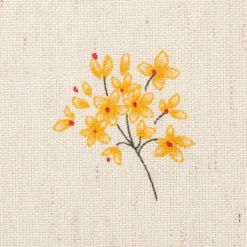 Vorhangstoff Dekostoff Vinschgau Blumen Leinenoptik natur rot gelb 1,6m Breite