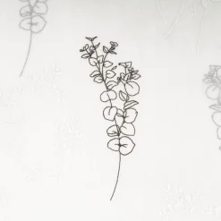 Vorhangstoff Gardinenstoff Blumen Gräser halbtransparent wollweiß schwarz 160cm Stoffbreite