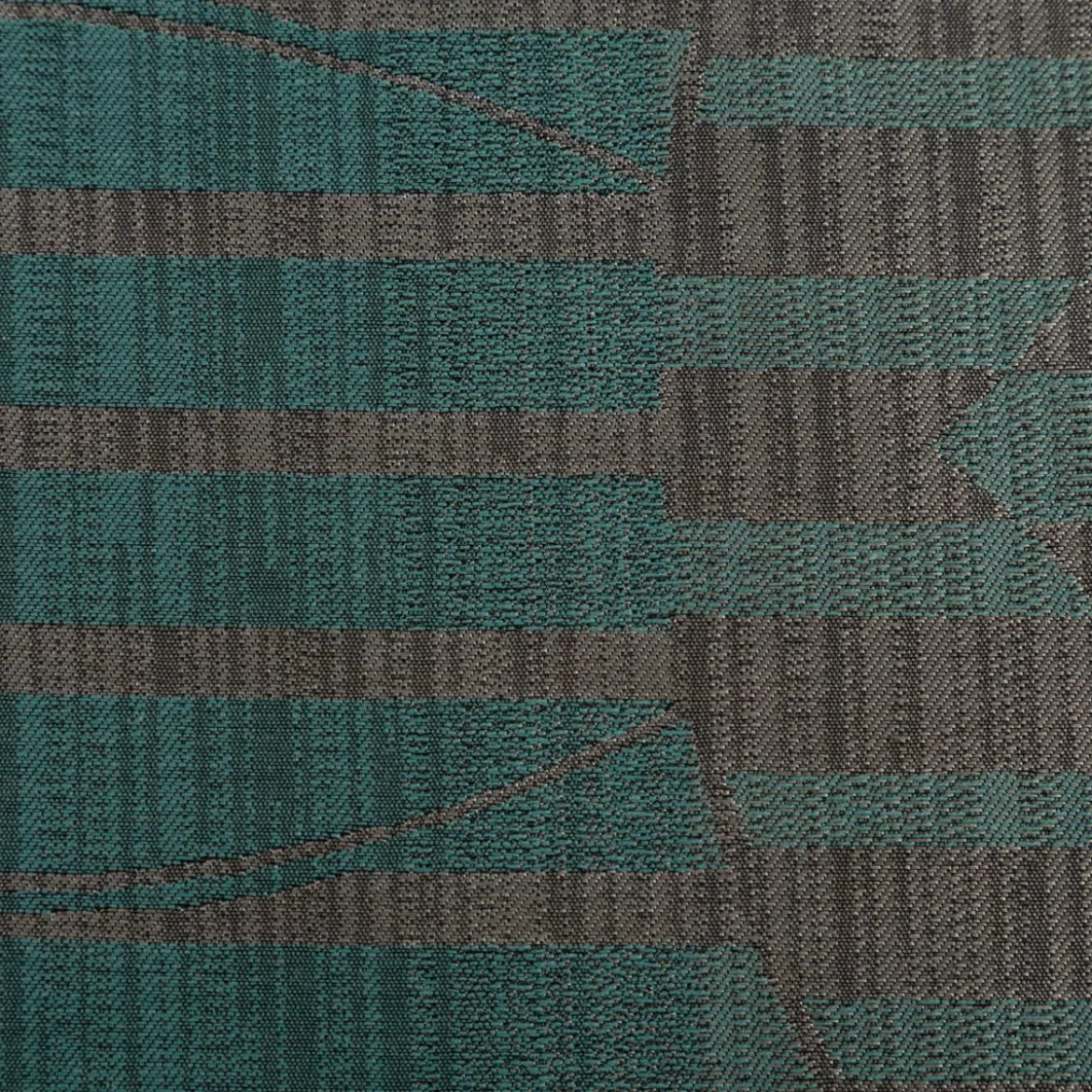 Vorhangstoff Jacquard Stoff Linux Petrol und Grau 154cm Breite